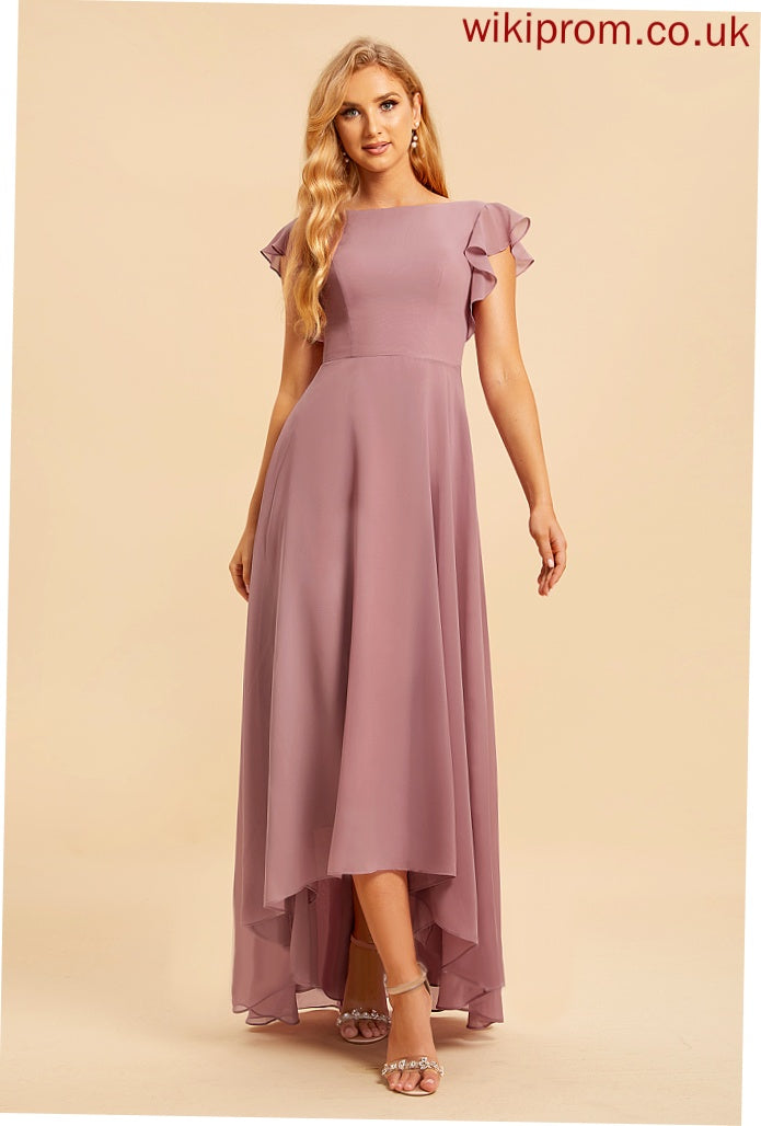 Neckline Fabric Asymmetrical Embellishment ScoopNeck A-Line Ruffle Silhouette Length Kelly Halter High Low Bridesmaid Dresses