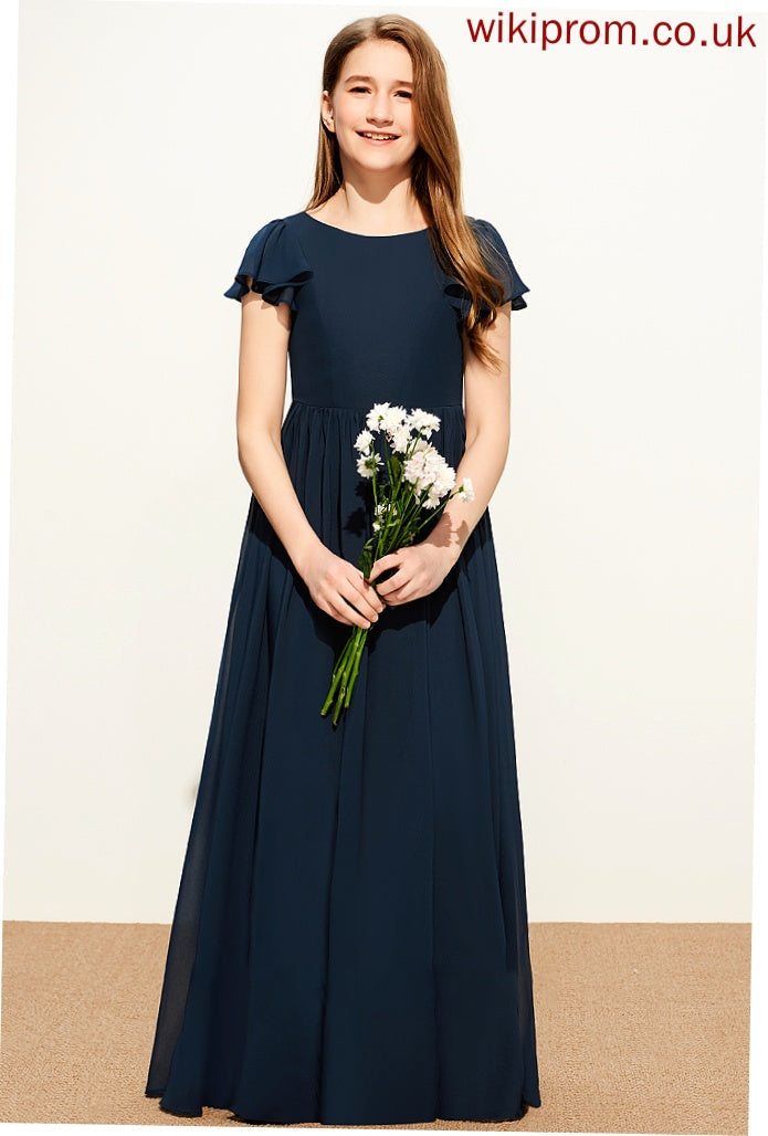 Brylee Junior Bridesmaid Dresses A-LineScoopNeckFloor-LengthChiffonJuniorBridesmaidDress#253684