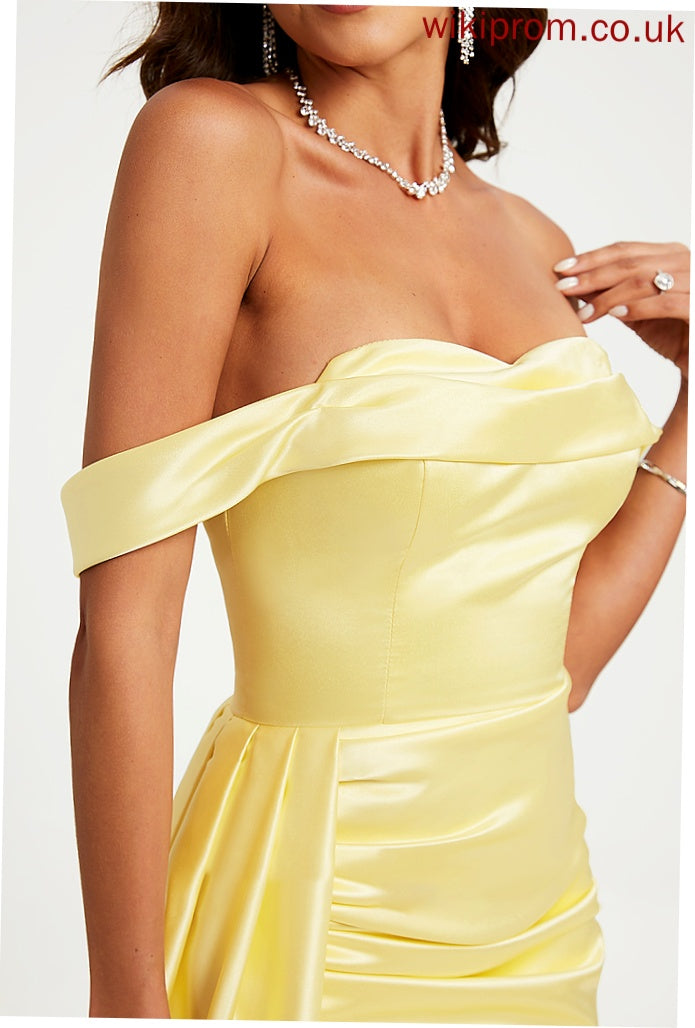 With Ruffle Prom Dresses Off-the-Shoulder Train Sweep Satin Dakota Trumpet/Mermaid