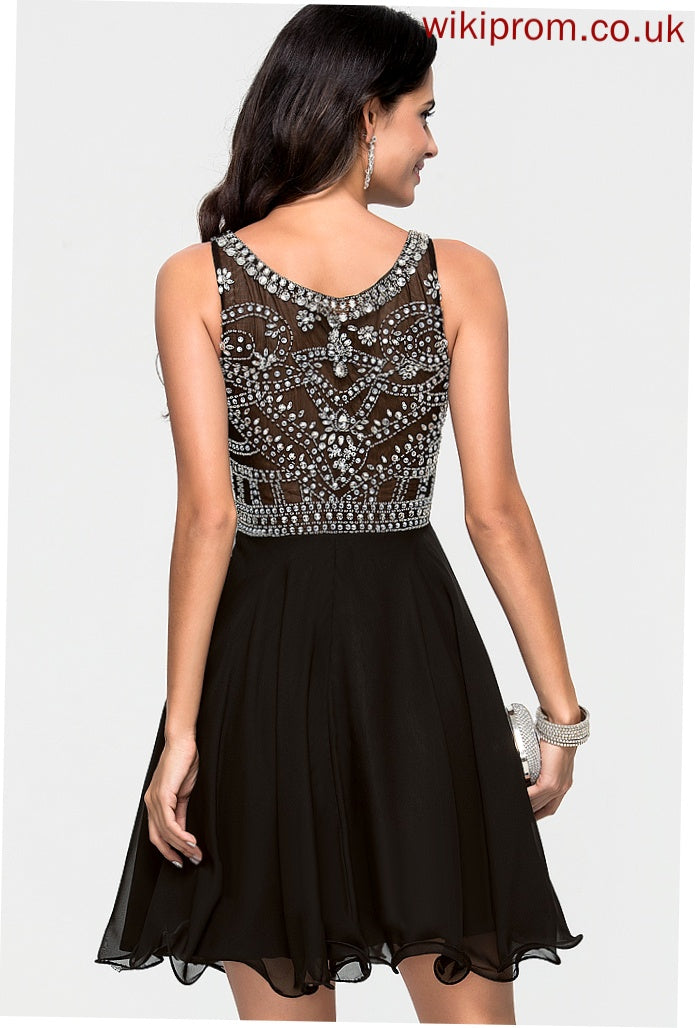 Chiffon With Sequins Neck Short/Mini Scoop Homecoming Dresses Norah Dress Beading A-Line Homecoming