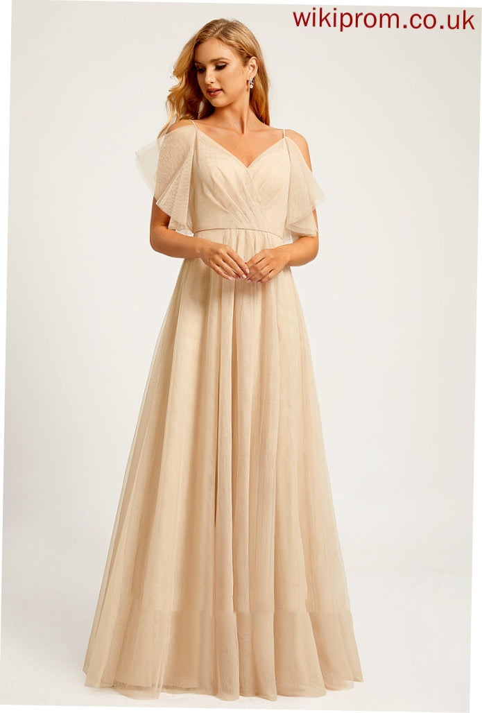 A-Line V-neck Length Floor-Length Fabric Neckline SplitFront Silhouette Embellishment Makenzie Sleeveless Scoop Bridesmaid Dresses