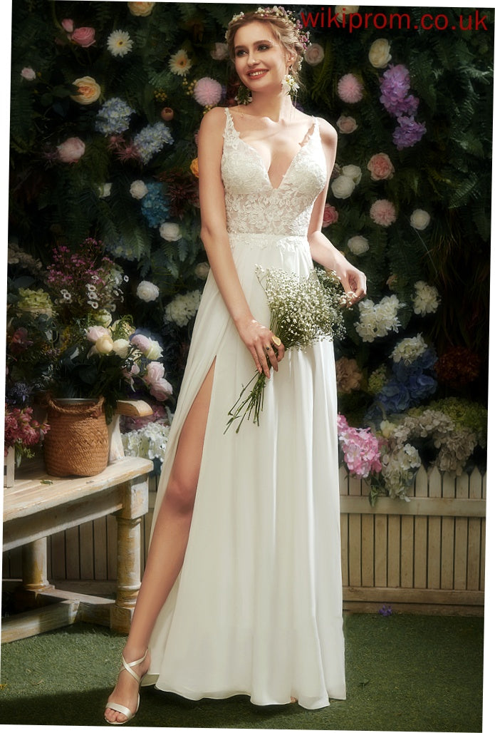 Dress Lace Wedding Dresses Floor-Length V-neck Wedding Chiffon Maisie A-Line