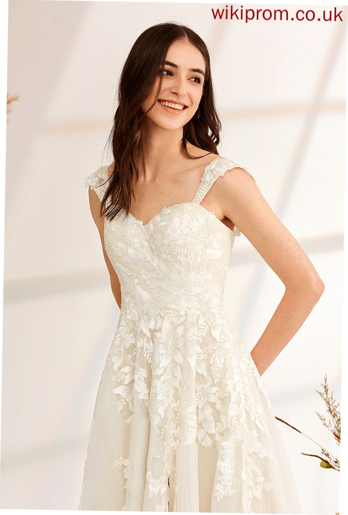 Wedding Sweep With A-Line Dress Tulle Beading Wedding Dresses Train Off-the-Shoulder Sequins Lace Cailyn