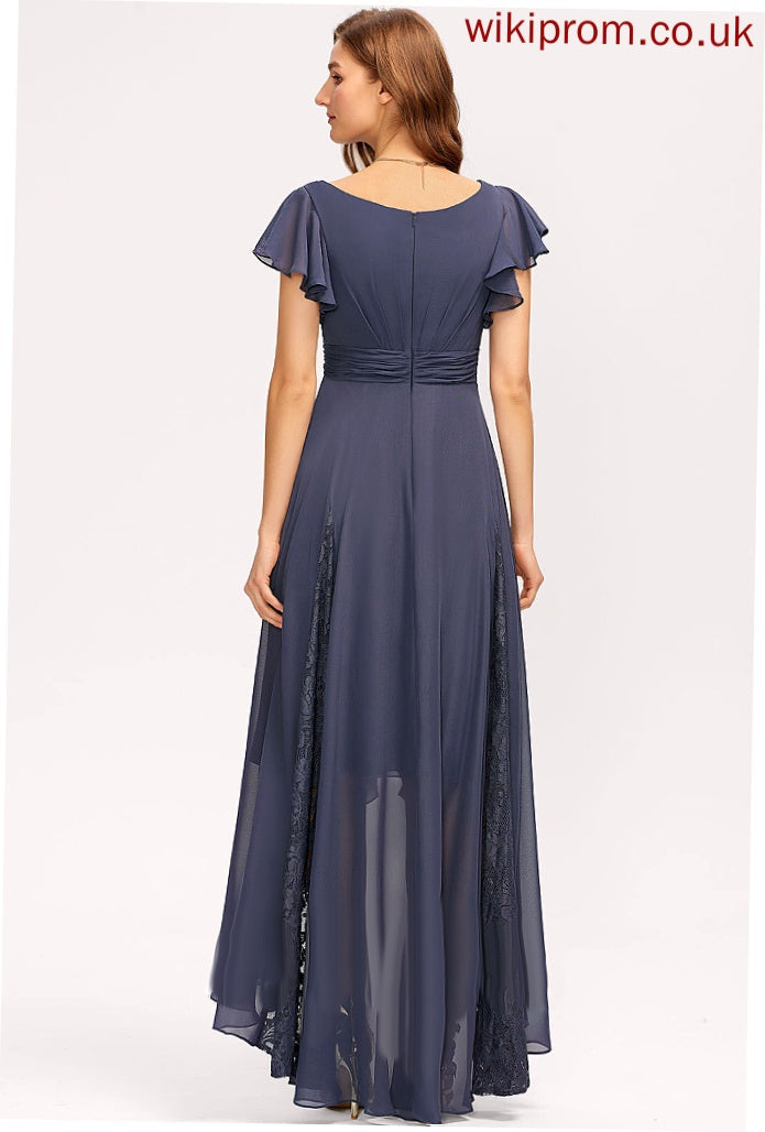 Silhouette Ruffle Fabric Asymmetrical Neckline Embellishment Length A-Line V-neck Marisa Bridesmaid Dresses