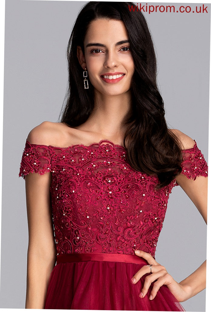 Dress Knee-Length A-Line Homecoming Dresses Lace Kristina Sequins With Tulle Beading Off-the-Shoulder Homecoming