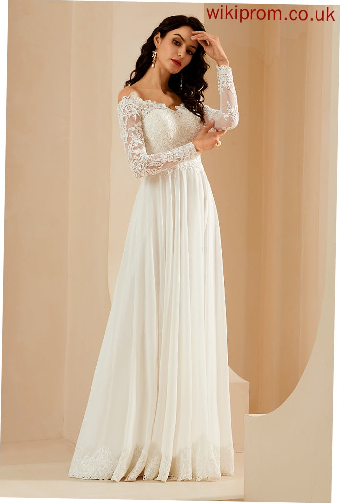 Wedding Dresses Ansley Dress Train A-Line With Lace Off-the-Shoulder Chiffon Sweep Wedding