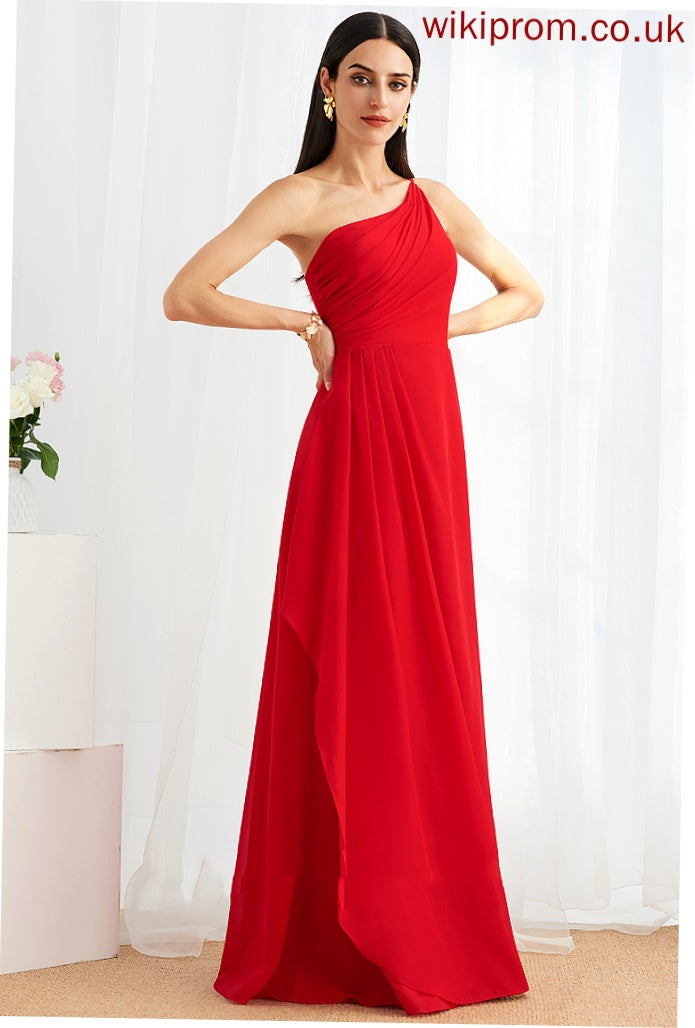 Embellishment Length Floor-Length Fabric A-Line SplitFront Ruffle Neckline One-Shoulder Silhouette Aria Sleeveless Bridesmaid Dresses