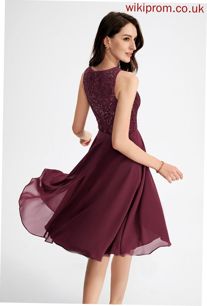 Scoop Neck Sequins Dress A-Line Asymmetrical With Homecoming Chelsea Chiffon Lace Homecoming Dresses