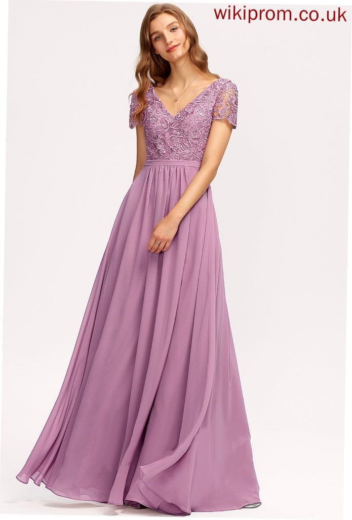 V-neck Embellishment Silhouette Floor-Length A-Line Neckline Length Fabric SplitFront Ursula Bridesmaid Dresses