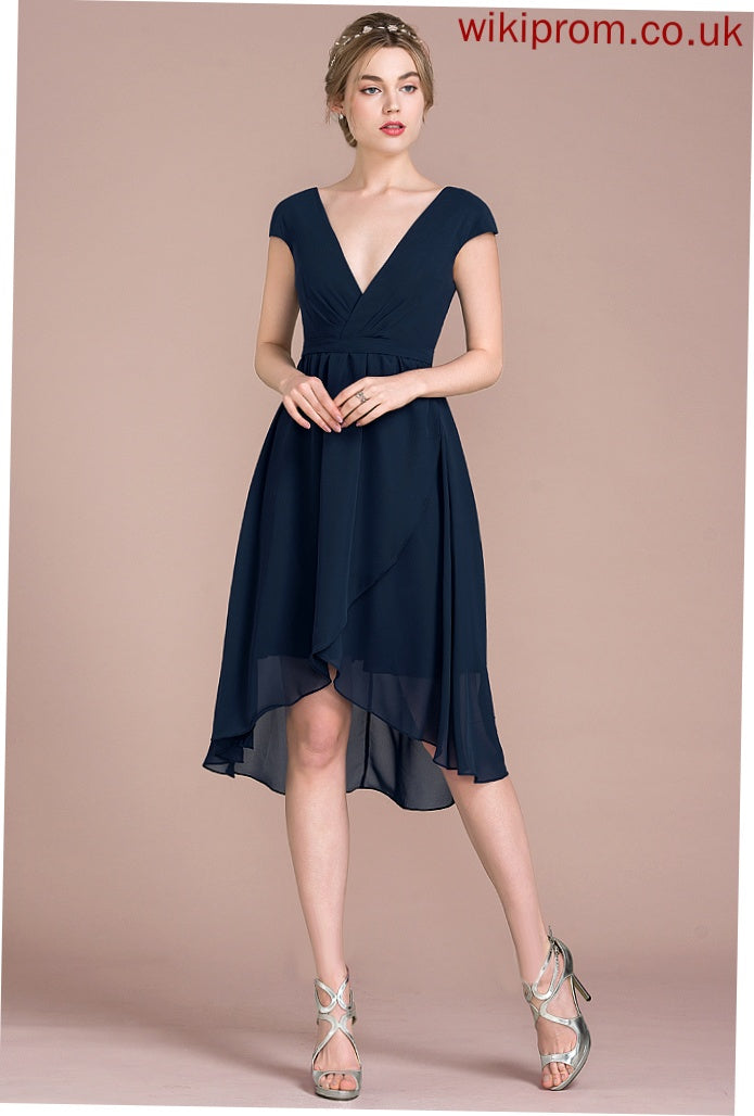 Chiffon Cocktail Dresses V-neck A-Line Lexie Dress Asymmetrical Cocktail