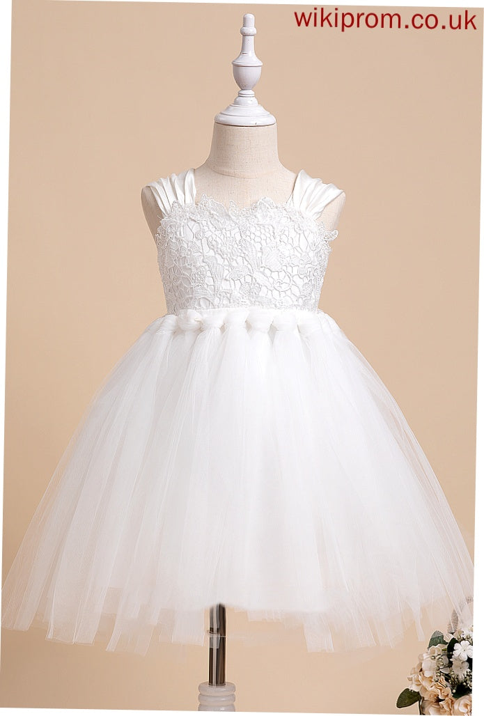 Sleeveless Neckline Bow(s) Dress Square With - Penelope Ball-Gown/Princess Flower Flower Girl Dresses Girl Knee-length Tulle