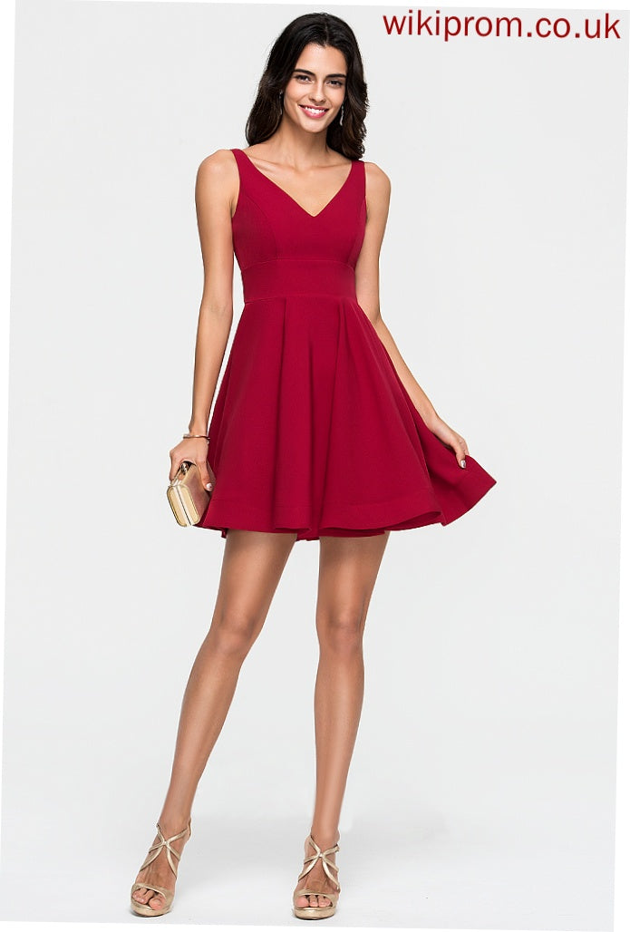 Homecoming Dresses Dress Short/Mini V-neck Crepe A-Line Hailey Homecoming Stretch