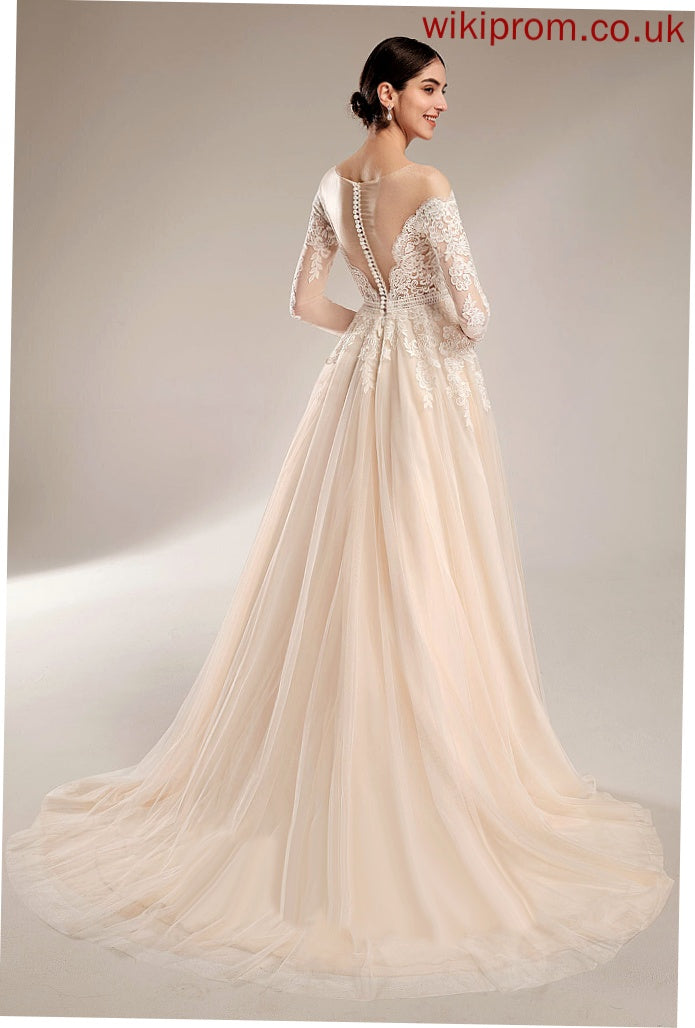 Ida Lace Wedding Wedding Dresses Train Chapel Dress Sequins With Illusion Ball-Gown/Princess Tulle