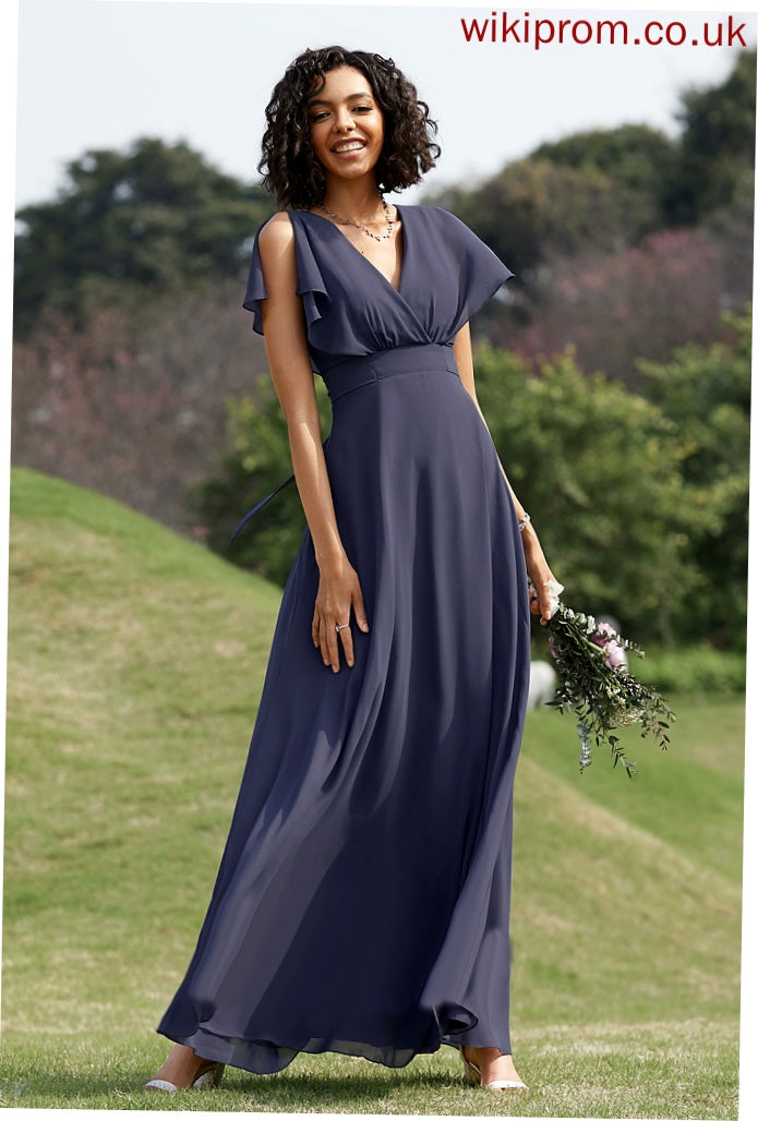 Fabric Silhouette Floor-Length A-Line Neckline V-neck Length Straps Mayra A-Line/Princess Spaghetti Staps Natural Waist Bridesmaid Dresses