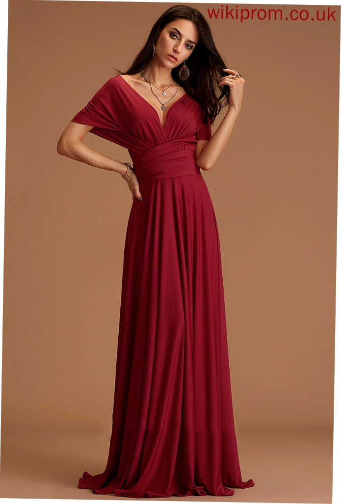 A-line Dresses Jersey V-Neck Formal Dresses Roberta