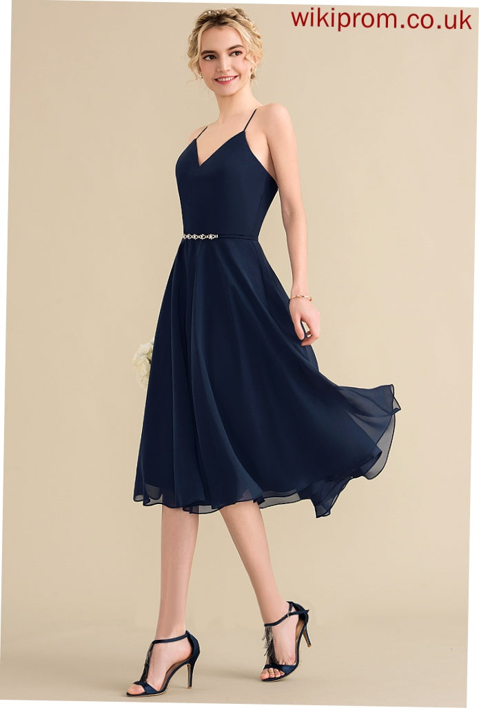 Homecoming Dresses V-neck Homecoming A-Line Chiffon With Julianne Beading Knee-Length Dress Sequins