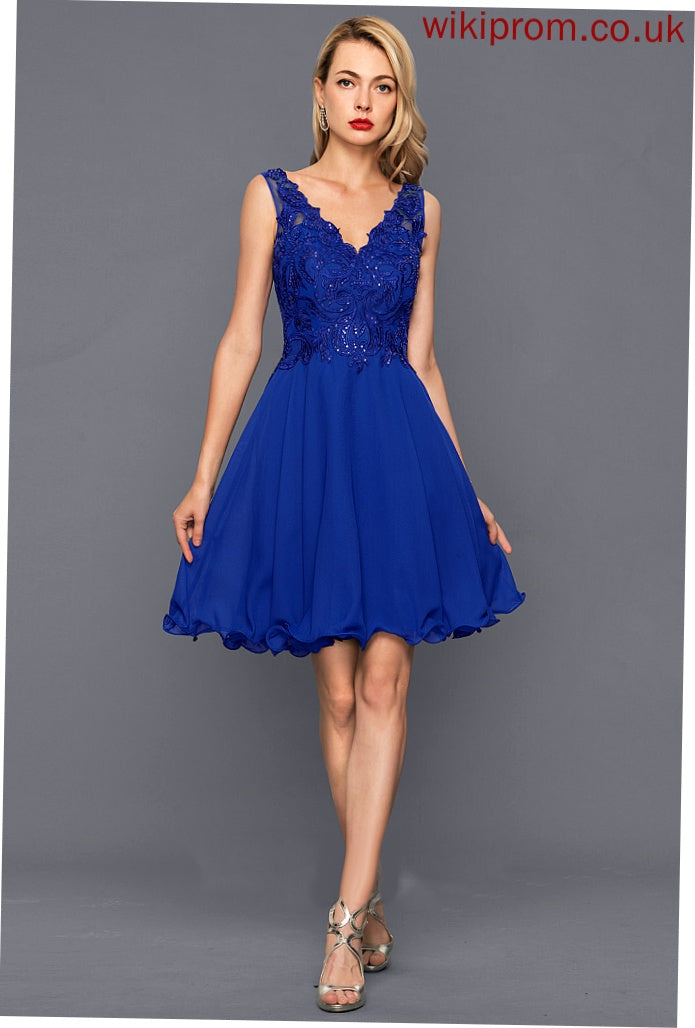 A-Line Dress Homecoming Dresses Lilah Knee-Length Homecoming Chiffon V-neck