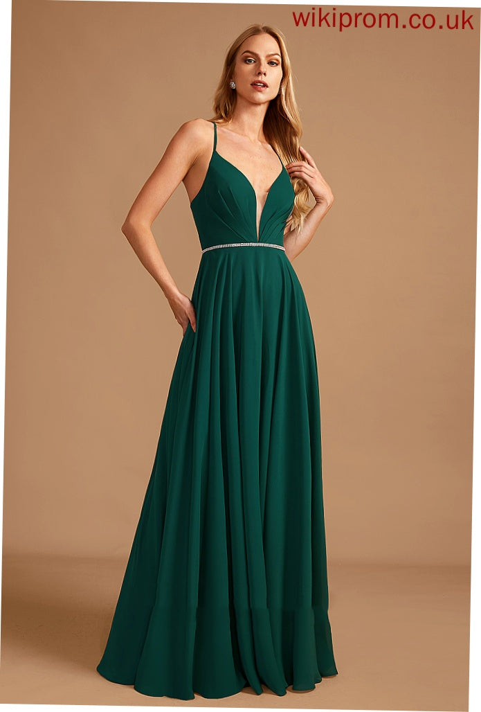 Length Silhouette Embellishment Floor-Length Fabric V-neck Beading Neckline A-Line Kendal Sleeveless Floor Length Bridesmaid Dresses