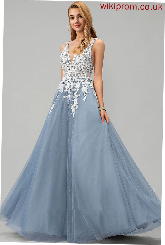 Tulle Dress Rayna V-neck Floor-Length Wedding Wedding Dresses Ball-Gown/Princess