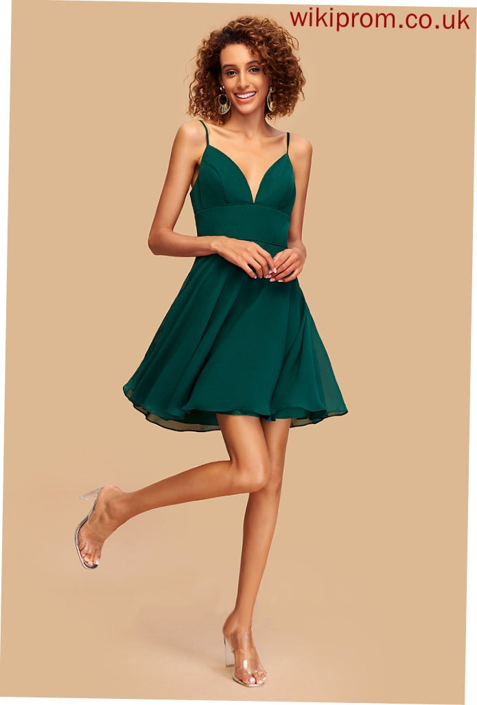 Homecoming Short/Mini A-Line Dress Chiffon Iliana V-neck Homecoming Dresses