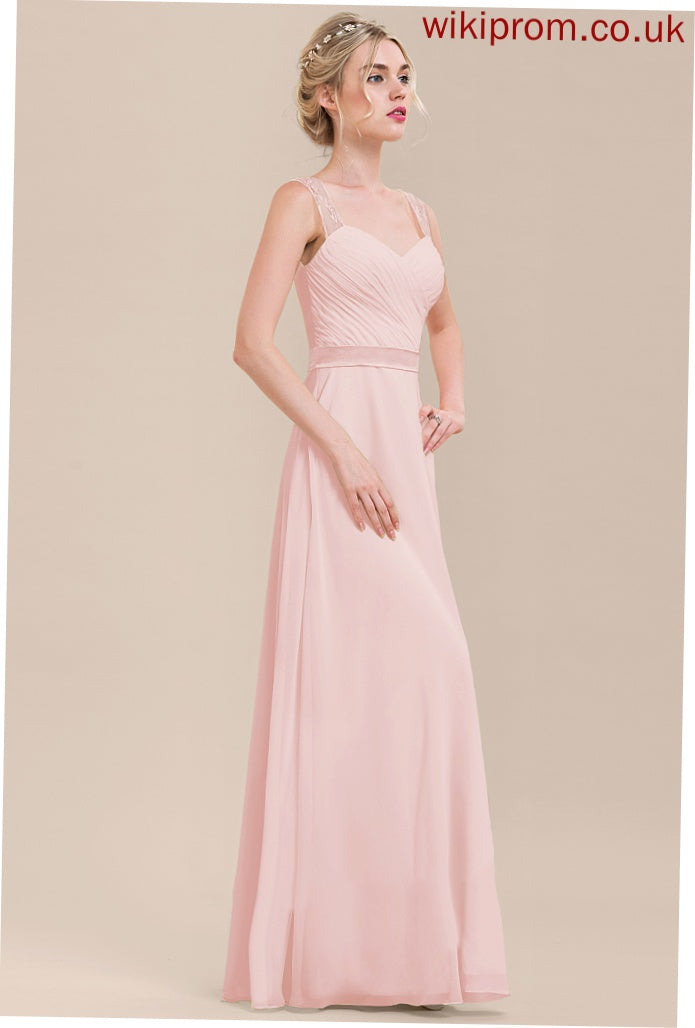 Fabric Floor-Length Neckline Ruffle Sweetheart Embellishment Silhouette Length A-Line Sahna Bridesmaid Dresses