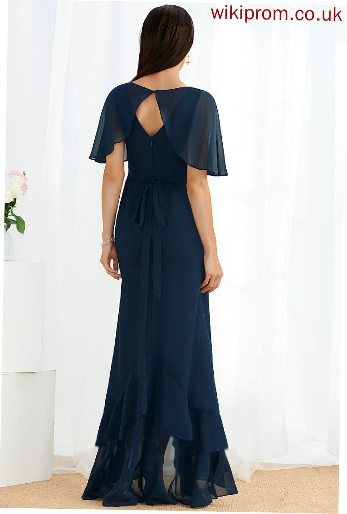 Embellishment SplitFront A-Line Fabric Length Asymmetrical V-neck Silhouette Neckline Braelyn Bridesmaid Dresses