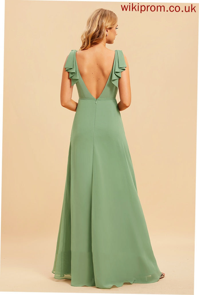 Embellishment Silhouette Length Neckline Ruffle A-Line Fabric Floor-Length V-neck Allie Bridesmaid Dresses