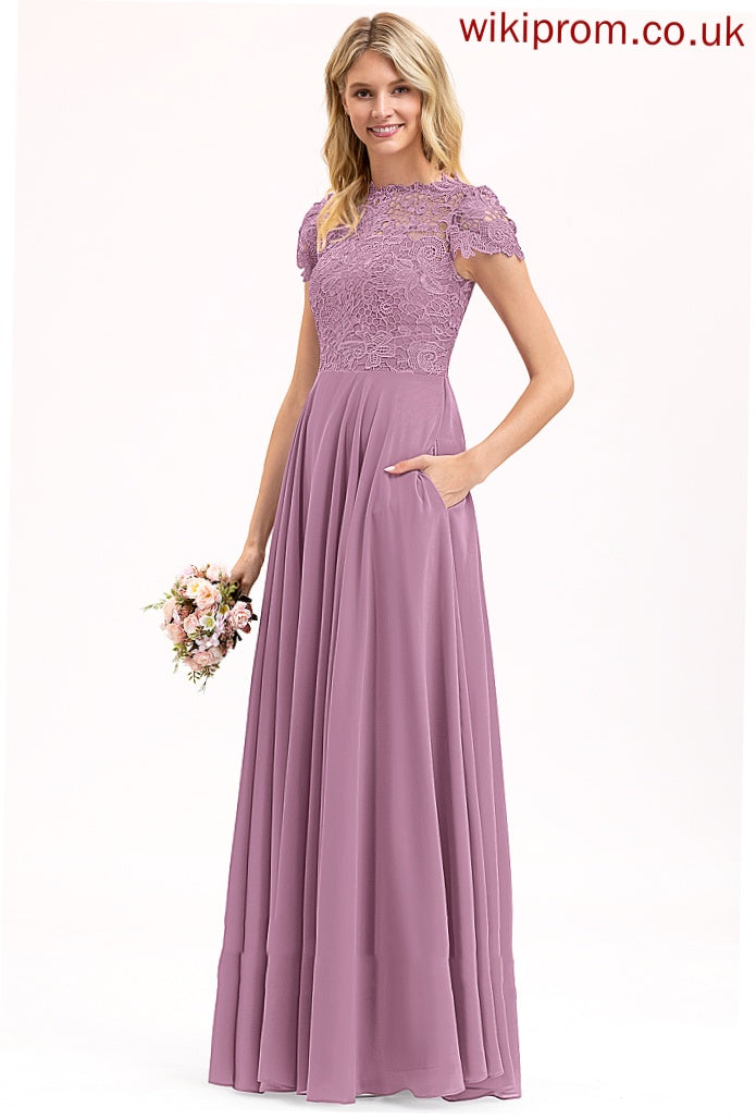 Floor-Length Length Fabric A-Line Neckline Silhouette Straps&Sleeves Lace Scoop Serenity Natural Waist Spaghetti Staps Bridesmaid Dresses