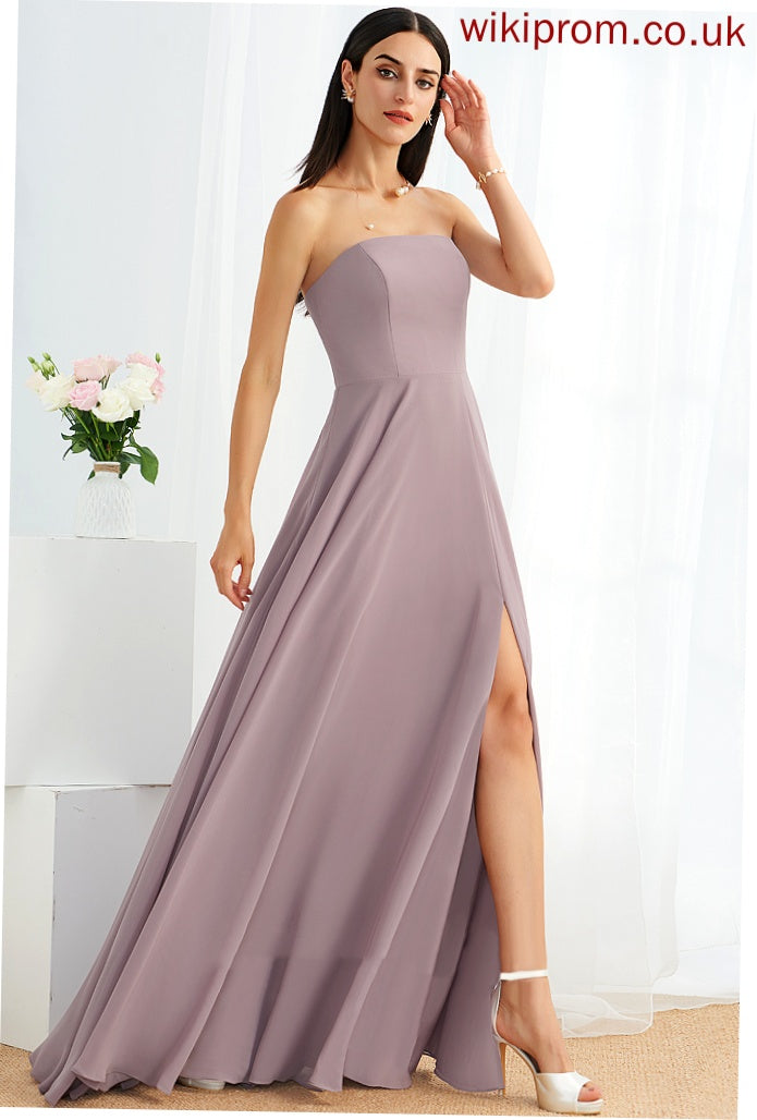 Silhouette A-Line Fabric Embellishment Neckline SplitFront Length Floor-Length Strapless Ryleigh Bridesmaid Dresses