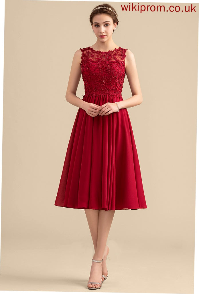 Dress With Beading Lace Lilith Homecoming Dresses Homecoming Neck Scoop Lace Knee-Length A-Line Chiffon