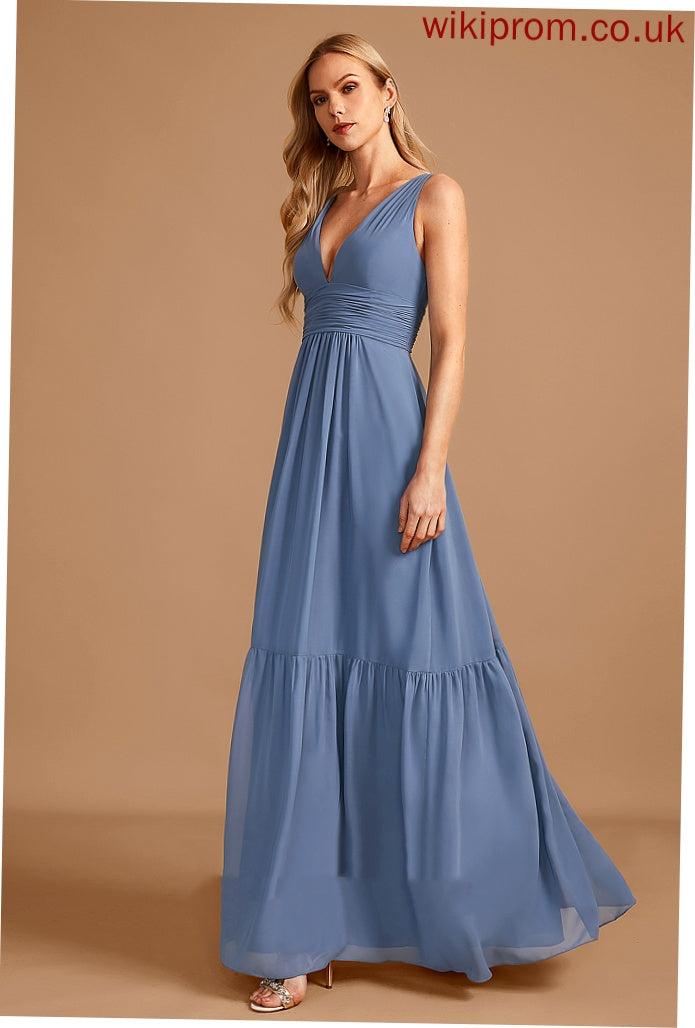 Silhouette A-Line Length Pockets Fabric V-neck Floor-Length Neckline Embellishment Janae Bridesmaid Dresses