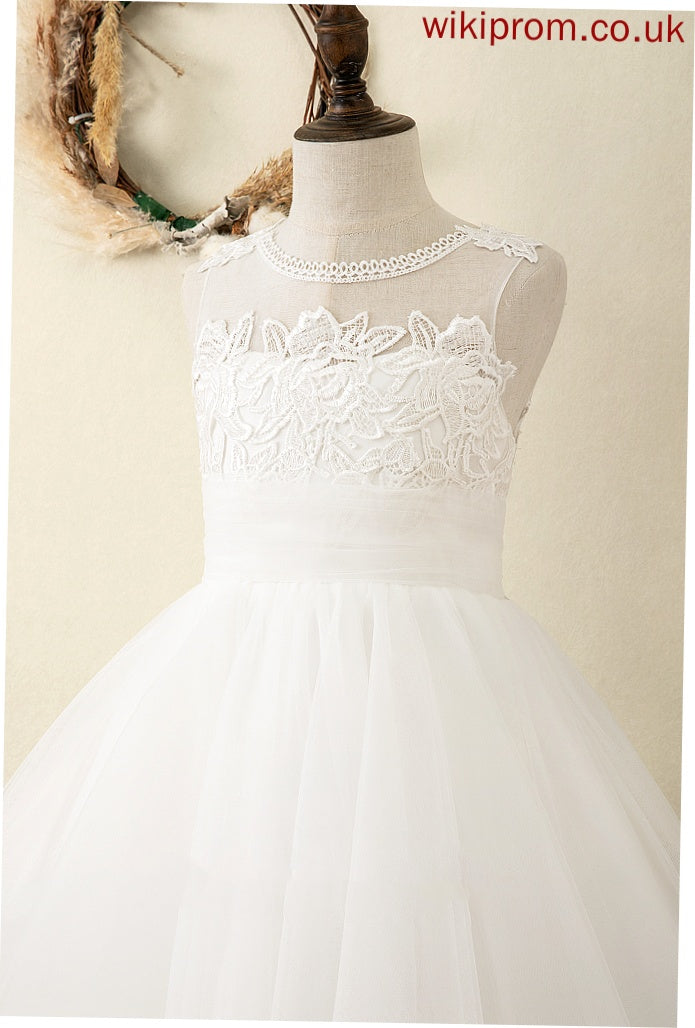 Neck - Dress Scoop Tulle/Lace Helen Sleeveless Girl A-Line Flower Girl Dresses Flower Knee-length