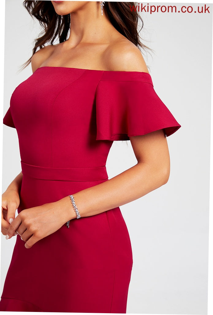 Cocktail Dresses With Cocktail Ruffle Asymmetrical Crepe Hayley Trumpet/Mermaid Off-the-Shoulder Stretch Dress