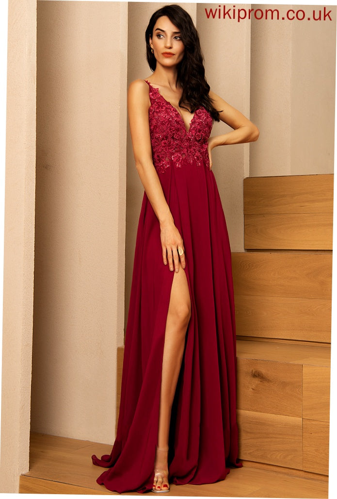 Sequins Silhouette V-neck Neckline Embellishment Fabric A-Line Floor-Length Length Jada Bridesmaid Dresses