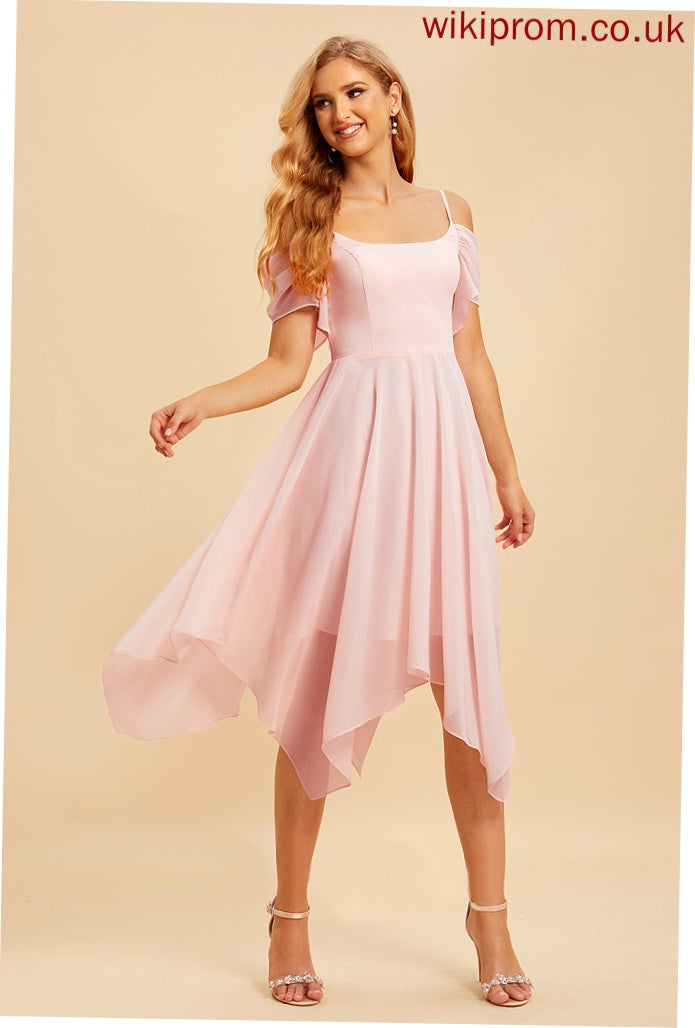 Length Asymmetrical Ruffle Neckline A-Line Silhouette Embellishment SquareNeckline Fabric Kaylen Scoop Sleeveless Bridesmaid Dresses