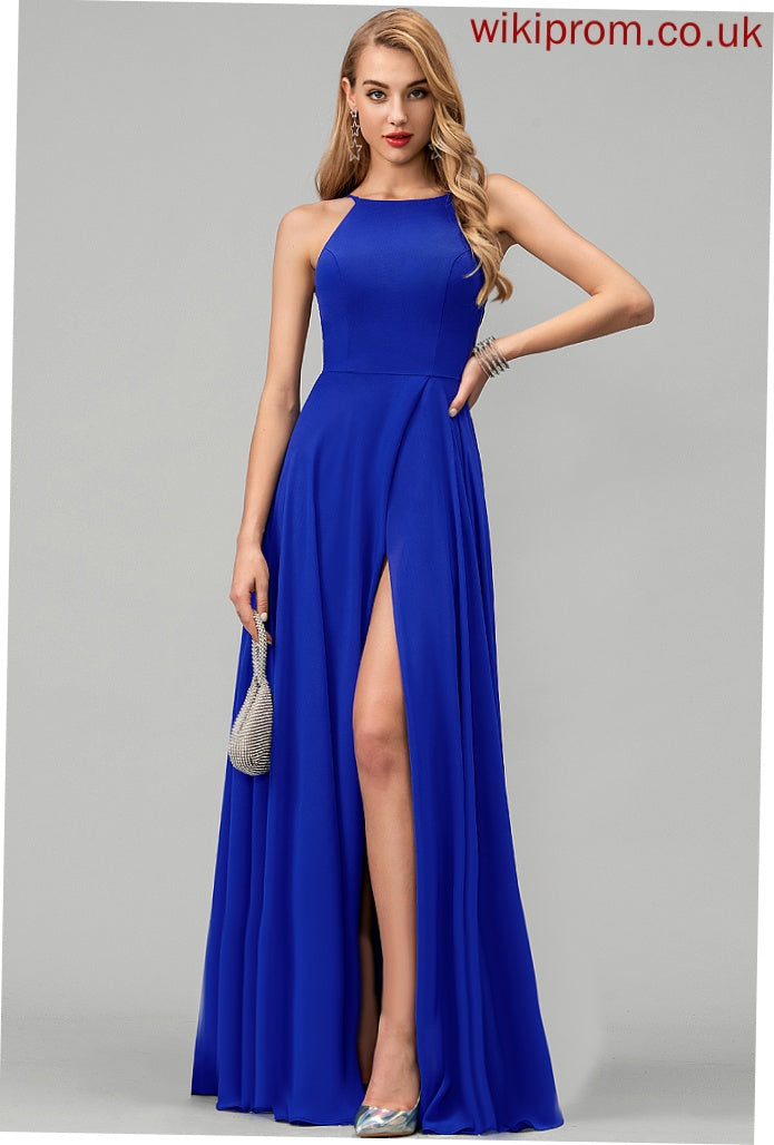 Chiffon Scoop Helga A-Line Prom Dresses Floor-Length