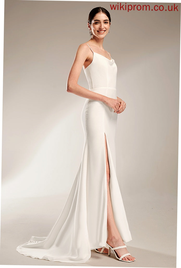 Cowl Beading Court Train Neck With A-Line Dress Wedding Wedding Dresses Chiffon Maribel