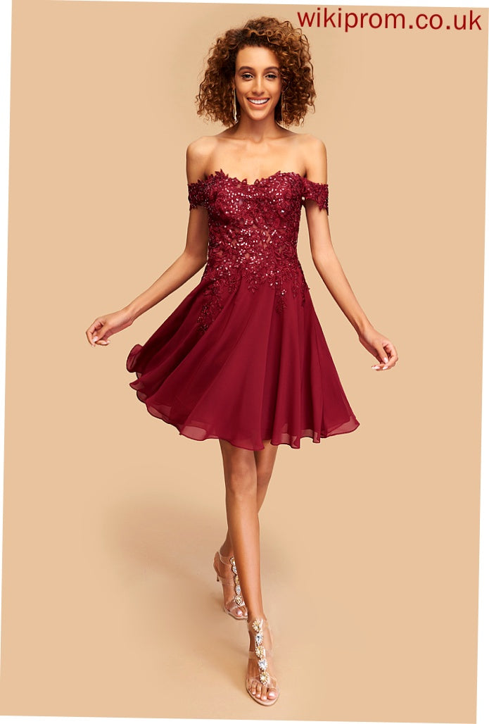 Dress A-Line Sequins Chiffon Short/Mini Off-the-Shoulder Homecoming Karla Homecoming Dresses Lace With