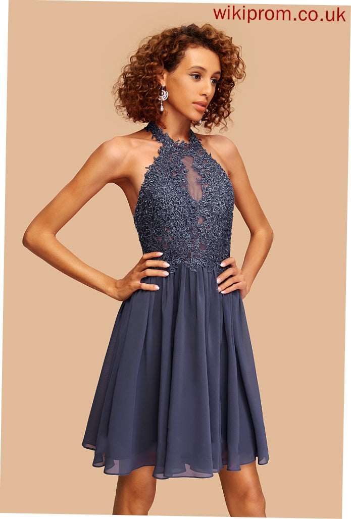 With Lace Chiffon Beading Homecoming Halter Homecoming Dresses Maliyah A-Line Short/Mini Dress