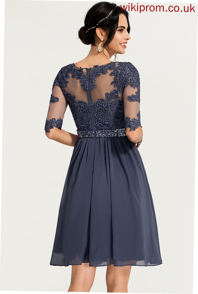 Casey Cocktail Dresses Dress A-Line Chiffon Lace Beading With Scoop Cocktail Knee-Length Neck