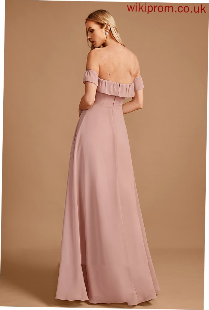 Off-the-Shoulder Fabric Floor-Length A-Line Embellishment Length Silhouette Neckline Ruffle Jaylyn Spaghetti Staps Floor Length Bridesmaid Dresses