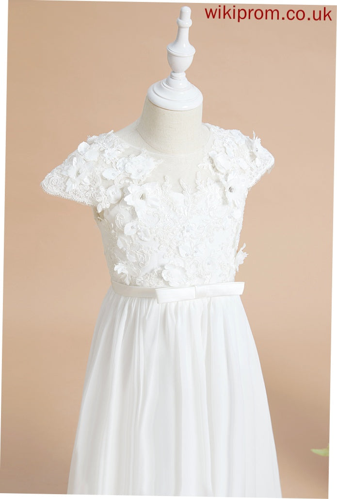 Short With Girl Flower Flower(s) - A-Line Chiffon/Lace Sleeves Neck Flower Girl Dresses Katelyn Scoop Dress Floor-length