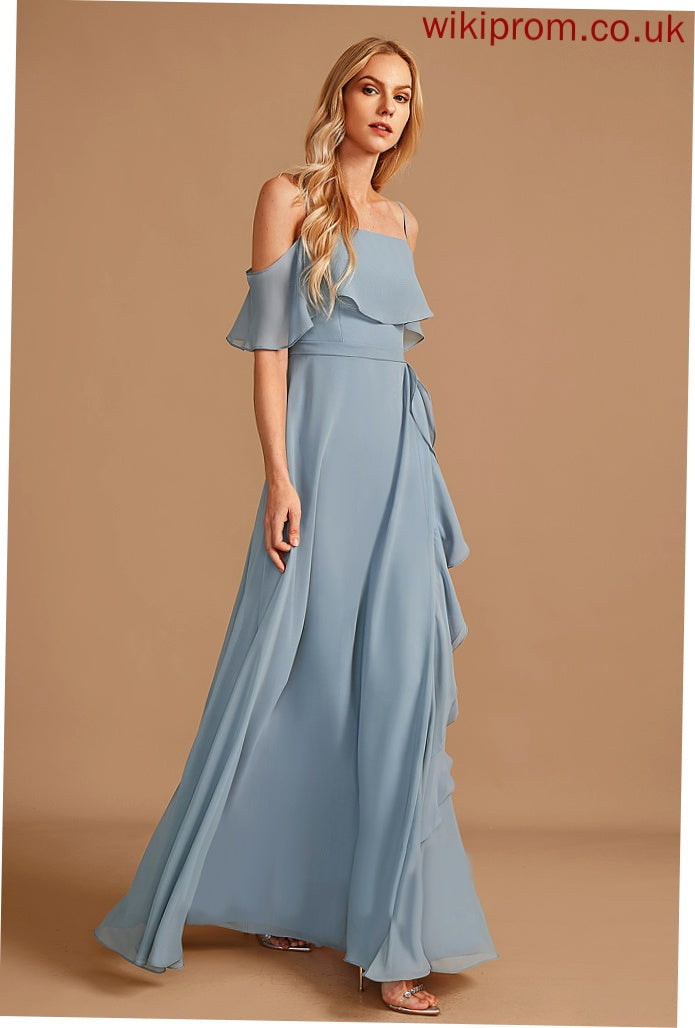 Off-the-Shoulder Embellishment Length Silhouette Ruffle Neckline A-Line SplitFront Floor-Length Fabric Elisabeth Trumpet/Mermaid Bridesmaid Dresses