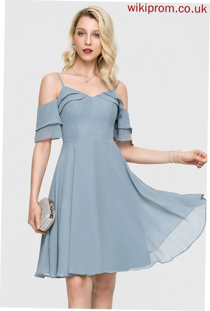 With Ruffles Dress Brooklynn V-neck Homecoming Dresses A-Line Homecoming Knee-Length Chiffon Cascading