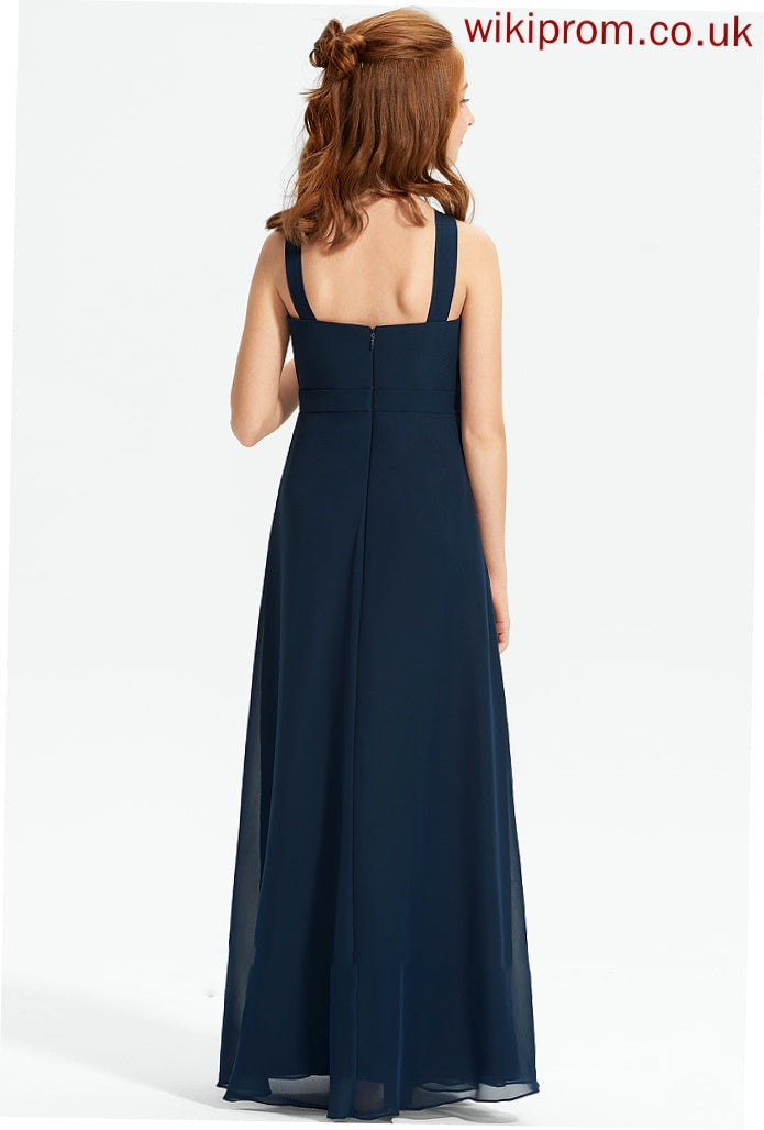 Chiffon Floor-Length Nellie With A-Line Junior Bridesmaid Dresses Neck Ruffle Scoop