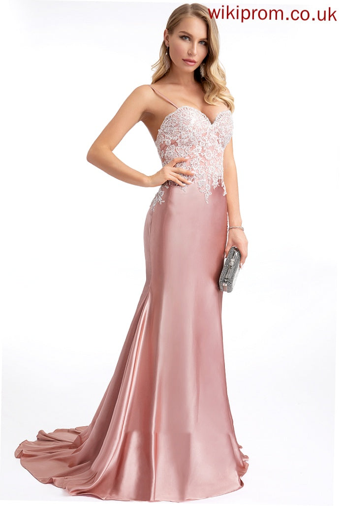 Hanna Prom Dresses Sweetheart Satin Trumpet/Mermaid Sweep Train