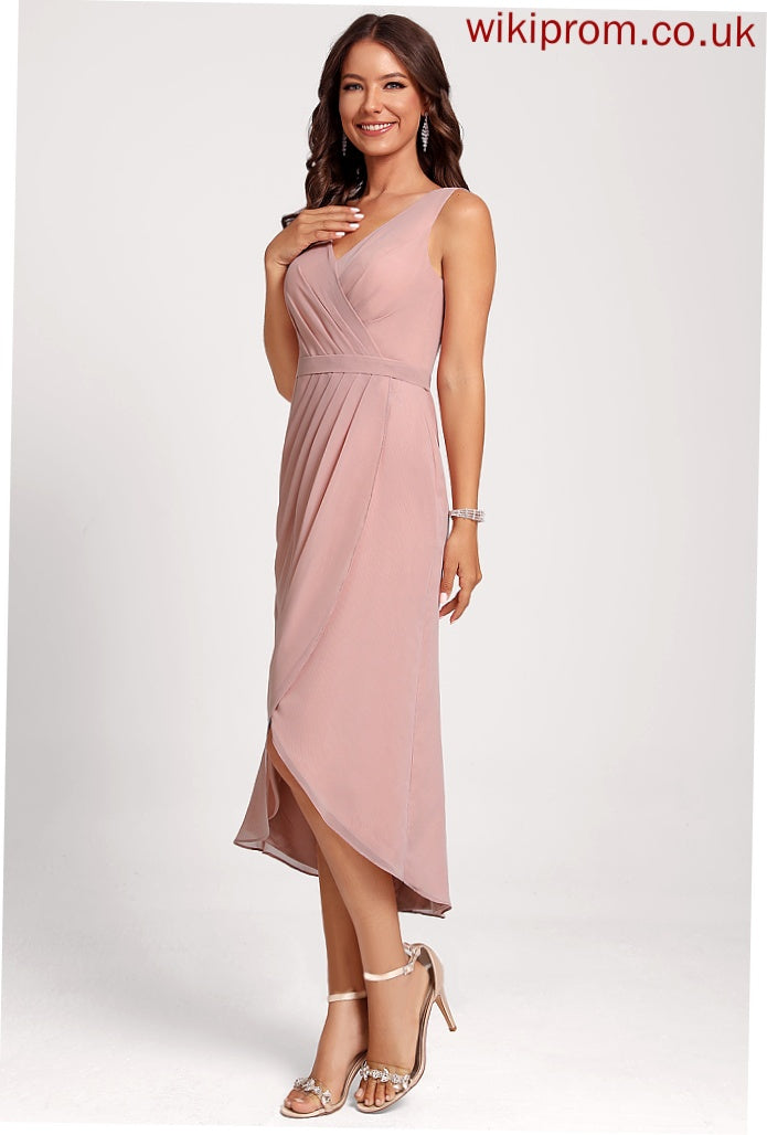 Asymmetrical Club Dresses Gabriela V-neck Chiffon Sheath/Column Dress Cocktail