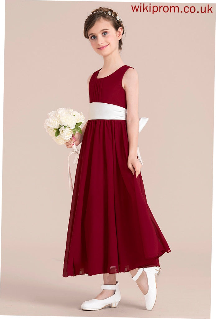 Scoop Chiffon With Junior Bridesmaid Dresses Empire Selina Bow(s) A-Line Ankle-Length Sash Neck