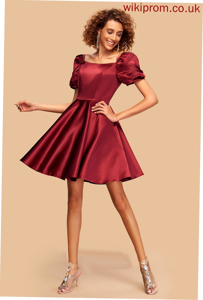 Short/Mini Dress Homecoming Sabrina Homecoming Dresses Neckline Satin Square A-Line