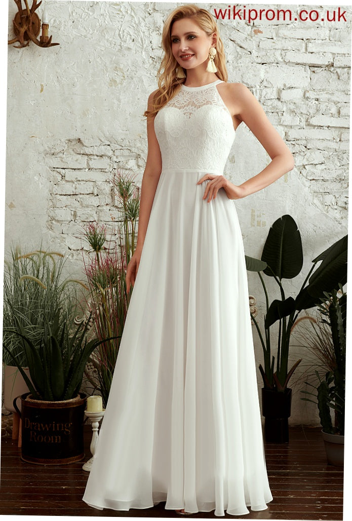 Chiffon Londyn Dress Wedding Dresses A-Line Scoop Wedding Floor-Length Lace